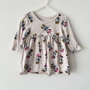 GAP x Disney Long Sleeve Cream Tee / Tunic with Minnie Mouse Print 18/24 Months